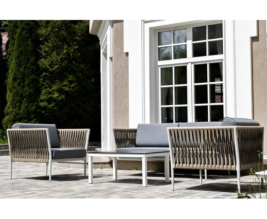 "Касабланка" лаунж-зона плетеная из роупа 4-местная, цвет серый, изображение 11 | Интернет магазин мебели и декора LifeDekor