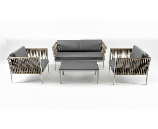 "Касабланка" лаунж-зона плетеная из роупа 4-местная, цвет серый, изображение 27 | Интернет магазин мебели и декора LifeDekor