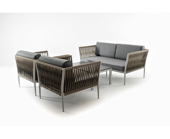 "Касабланка" лаунж-зона плетеная из роупа 4-местная, цвет серый, изображение 28 | Интернет магазин мебели и декора LifeDekor