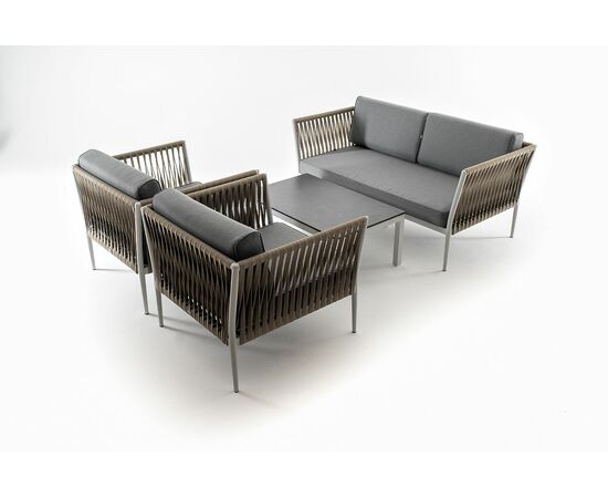 "Касабланка" лаунж-зона плетеная из роупа 4-местная, цвет серый, изображение 29 | Интернет магазин мебели и декора LifeDekor