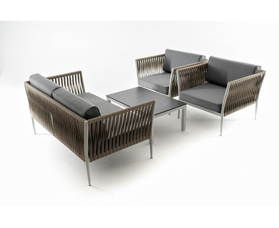 "Касабланка" лаунж-зона плетеная из роупа 4-местная, цвет серый, изображение 31 | Интернет магазин мебели и декора LifeDekor