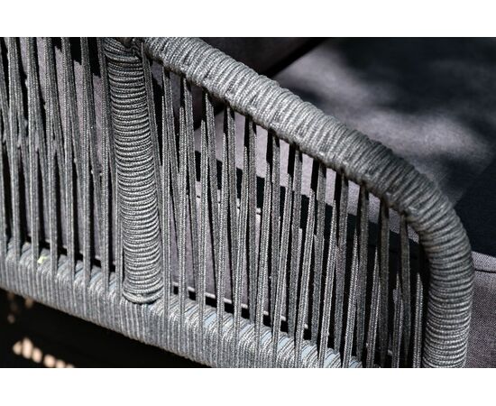 "Канны" диван 2-местный плетеный из роупа, каркас алюминий темно-серый (RAL7024) муар, роуп темно-серый круглый, ткань темно-серая 027, изображение 7 | Интернет магазин мебели и декора LifeDekor