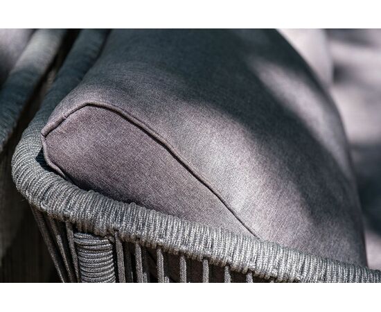 "Канны" диван 2-местный плетеный из роупа, каркас алюминий темно-серый (RAL7024) муар, роуп темно-серый круглый, ткань темно-серая 027, изображение 8 | Интернет магазин мебели и декора LifeDekor