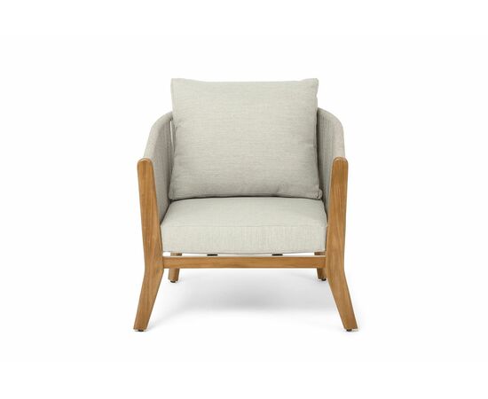 "Сидней" кресло плетеное из роупа, основание тик, каркас алюминий бежевый, роуп бежевый, ткань бежевая, изображение 2 | Интернет магазин мебели и декора LifeDekor