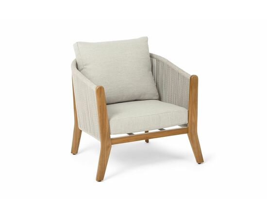 "Сидней" кресло плетеное из роупа, основание тик, каркас алюминий бежевый, роуп бежевый, ткань бежевая, изображение 3 | Интернет магазин мебели и декора LifeDekor