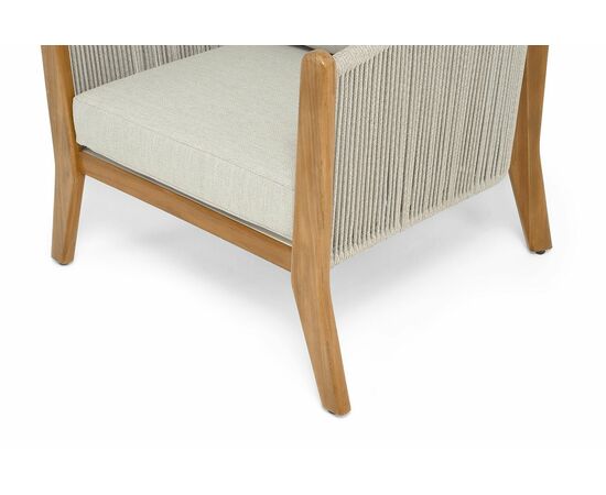 "Сидней" кресло плетеное из роупа, основание тик, каркас алюминий бежевый, роуп бежевый, ткань бежевая, изображение 4 | Интернет магазин мебели и декора LifeDekor