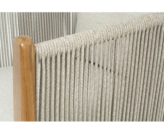 "Сидней" кресло плетеное из роупа, основание тик, каркас алюминий бежевый, роуп бежевый, ткань бежевая, изображение 5 | Интернет магазин мебели и декора LifeDekor