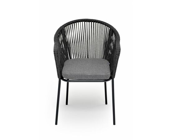 "Лион" стул плетеный из роупа, каркас алюминий темно-серый (RAL7024) муар, роуп темно-серый круглый, ткань темно-серая 027, изображение 2 | Интернет магазин мебели и декора LifeDekor