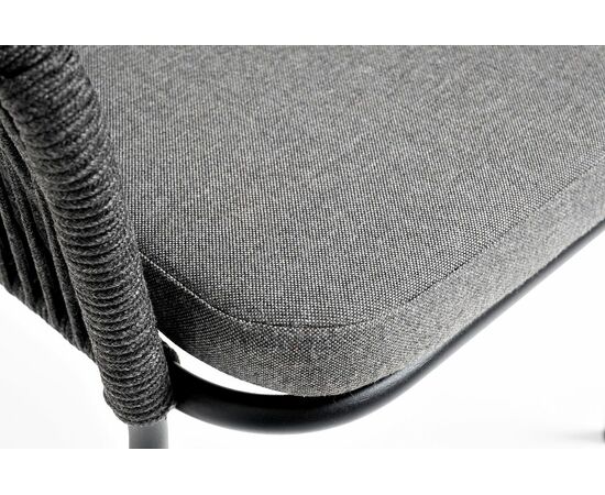 "Лион" стул плетеный из роупа, каркас алюминий темно-серый (RAL7024) муар, роуп темно-серый круглый, ткань темно-серая 027, изображение 5 | Интернет магазин мебели и декора LifeDekor