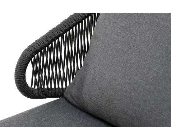 "Милан" кресло плетеное из роупа, каркас алюминий темно-серый (RAL7024) муар, роуп темно-серый круглый, ткань темно-серая 027, изображение 4 | Интернет магазин мебели и декора LifeDekor