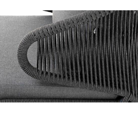 "Милан" кресло плетеное из роупа, каркас алюминий темно-серый (RAL7024) муар, роуп темно-серый круглый, ткань темно-серая 027, изображение 5 | Интернет магазин мебели и декора LifeDekor