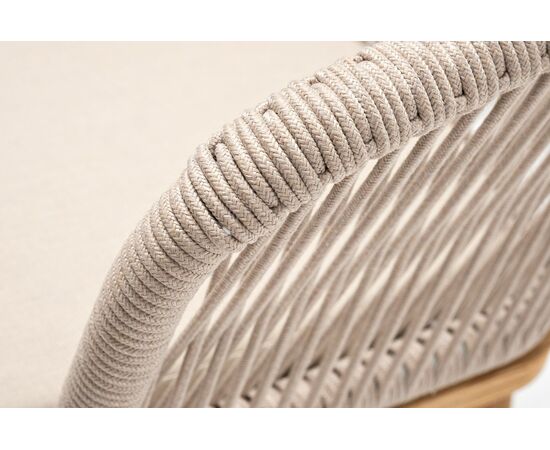 "Марсель" стул плетеный из роупа, основание дуб, роуп бежевый круглый, ткань бежевая 052, изображение 4 | Интернет магазин мебели и декора LifeDekor