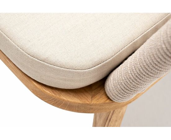 "Марсель" стул плетеный из роупа, основание дуб, роуп бежевый круглый, ткань бежевая 052, изображение 5 | Интернет магазин мебели и декора LifeDekor