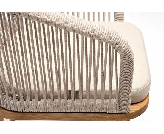 "Марсель" стул плетеный из роупа, основание дуб, роуп бежевый круглый, ткань бежевая 052, изображение 6 | Интернет магазин мебели и декора LifeDekor