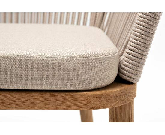 "Марсель" стул плетеный из роупа, основание дуб, роуп бежевый круглый, ткань бежевая 052, изображение 7 | Интернет магазин мебели и декора LifeDekor