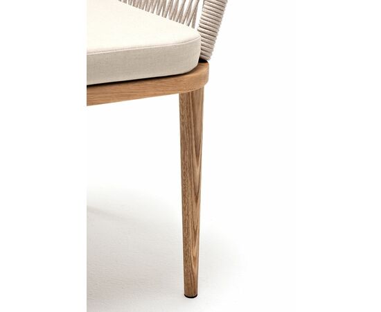 "Марсель" стул плетеный из роупа, основание дуб, роуп бежевый круглый, ткань бежевая 052, изображение 8 | Интернет магазин мебели и декора LifeDekor