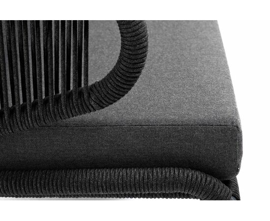 "Милан" диван 2-местный плетеный из роупа, каркас алюминий темно-серый (RAL7024) муар, роуп темно-серый круглый, ткань темно-серая 027, изображение 6 | Интернет магазин мебели и декора LifeDekor