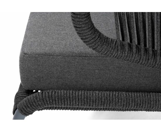 "Милан" диван 2-местный плетеный из роупа, каркас алюминий темно-серый (RAL7024) муар, роуп темно-серый круглый, ткань темно-серая 027, изображение 7 | Интернет магазин мебели и декора LifeDekor