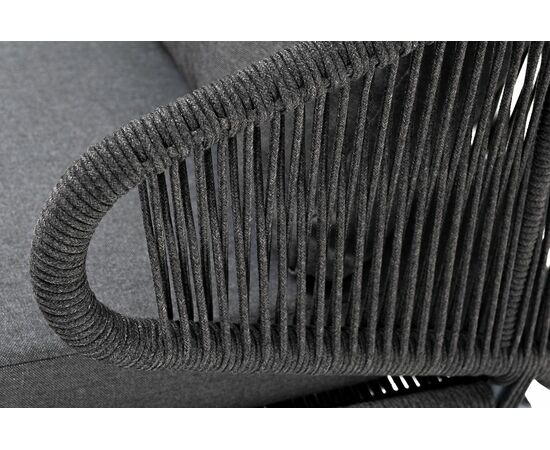"Милан" диван 2-местный плетеный из роупа, каркас алюминий темно-серый (RAL7024) муар, роуп темно-серый круглый, ткань темно-серая 027, изображение 8 | Интернет магазин мебели и декора LifeDekor