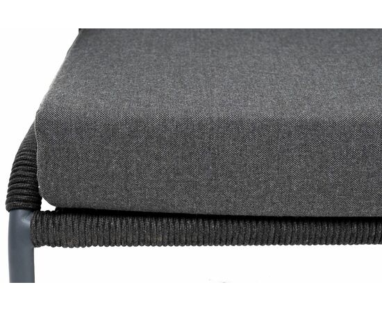 "Милан" диван 2-местный плетеный из роупа, каркас алюминий темно-серый (RAL7024) муар, роуп темно-серый круглый, ткань темно-серая 027, изображение 9 | Интернет магазин мебели и декора LifeDekor