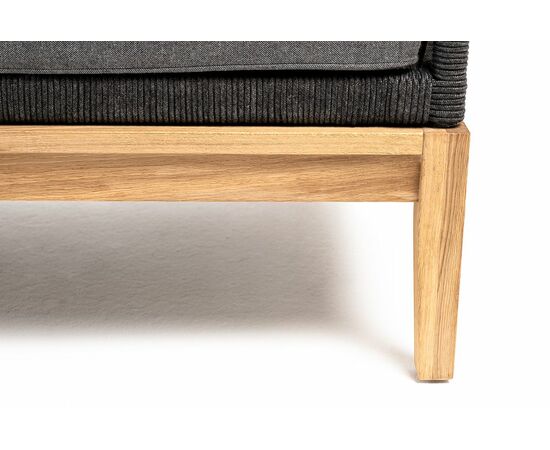 "Канны" диван 2-местный плетеный из роупа, основание дуб, роуп темно-серый круглый, ткань темно-серая 027, изображение 4 | Интернет магазин мебели и декора LifeDekor