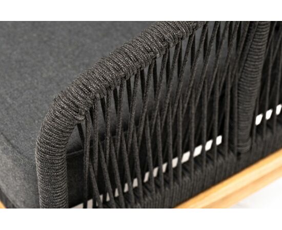 "Канны" диван 2-местный плетеный из роупа, основание дуб, роуп темно-серый круглый, ткань темно-серая 027, изображение 5 | Интернет магазин мебели и декора LifeDekor