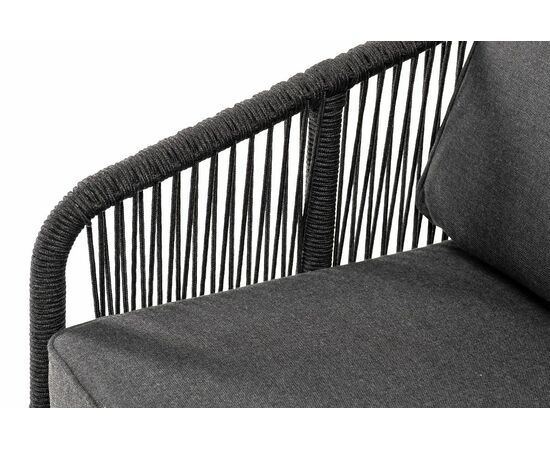 "Канны" диван 2-местный плетеный из роупа, основание дуб, роуп темно-серый круглый, ткань темно-серая 027, изображение 6 | Интернет магазин мебели и декора LifeDekor