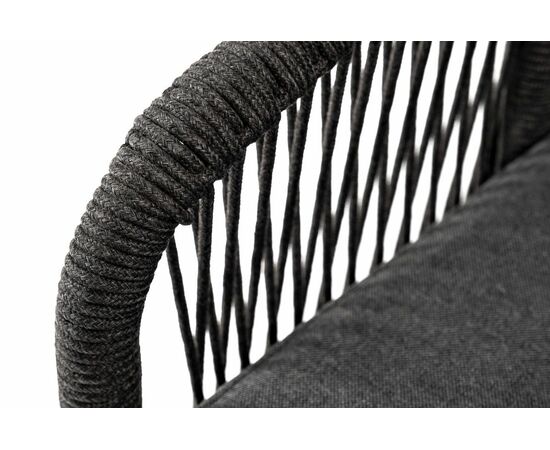 "Канны" диван 2-местный плетеный из роупа, основание дуб, роуп темно-серый круглый, ткань темно-серая 027, изображение 7 | Интернет магазин мебели и декора LifeDekor