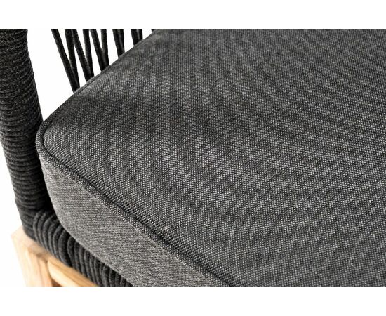 "Канны" диван 2-местный плетеный из роупа, основание дуб, роуп темно-серый круглый, ткань темно-серая 027, изображение 8 | Интернет магазин мебели и декора LifeDekor