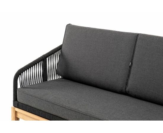 "Канны" диван 2-местный плетеный из роупа, основание дуб, роуп темно-серый круглый, ткань темно-серая 027, изображение 9 | Интернет магазин мебели и декора LifeDekor