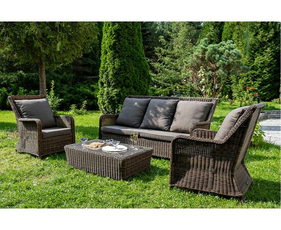 "Гляссе" лаунж-зона из искусственного ротанга, цвет коричневый, изображение 2 | Интернет магазин мебели и декора LifeDekor