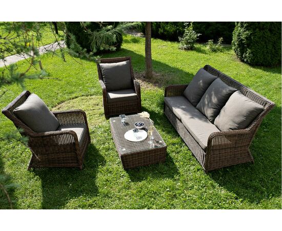 "Гляссе" лаунж-зона из искусственного ротанга, цвет коричневый, изображение 3 | Интернет магазин мебели и декора LifeDekor