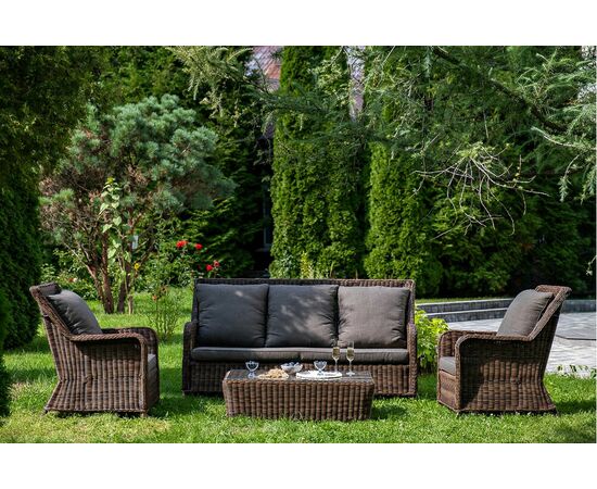 "Гляссе" лаунж-зона из искусственного ротанга, цвет коричневый, изображение 4 | Интернет магазин мебели и декора LifeDekor