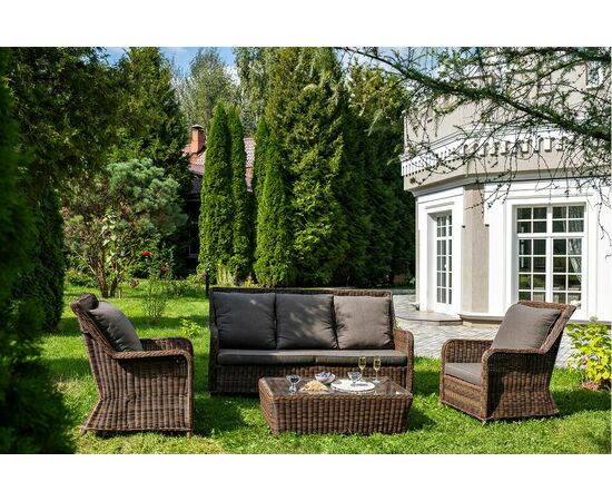 "Гляссе" лаунж-зона из искусственного ротанга, цвет коричневый, изображение 5 | Интернет магазин мебели и декора LifeDekor