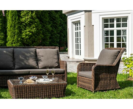 "Гляссе" лаунж-зона из искусственного ротанга, цвет коричневый, изображение 6 | Интернет магазин мебели и декора LifeDekor