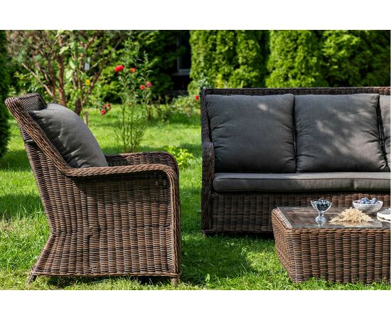 "Гляссе" лаунж-зона из искусственного ротанга, цвет коричневый, изображение 7 | Интернет магазин мебели и декора LifeDekor