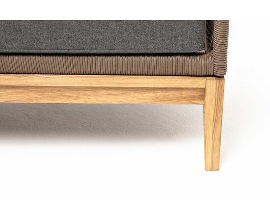 "Канны" диван 2-местный плетеный из роупа, основание дуб, роуп коричневый круглый, ткань темно-серая 027, изображение 4 | Интернет магазин мебели и декора LifeDekor