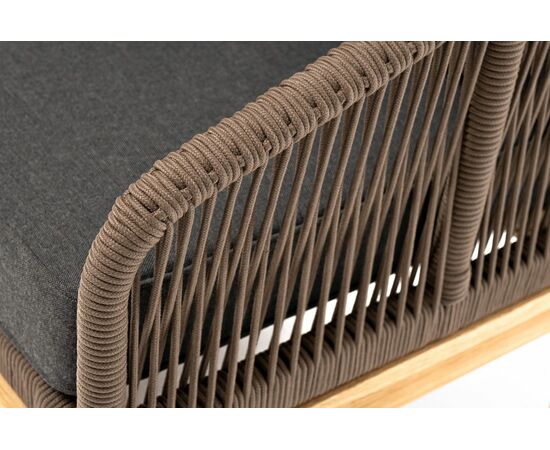 "Канны" диван 2-местный плетеный из роупа, основание дуб, роуп коричневый круглый, ткань темно-серая 027, изображение 5 | Интернет магазин мебели и декора LifeDekor