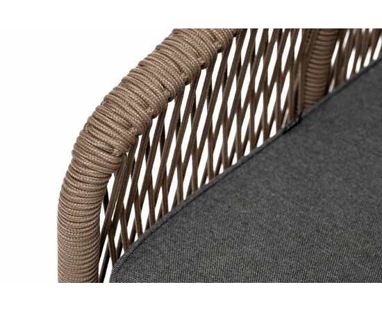 "Канны" диван 2-местный плетеный из роупа, основание дуб, роуп коричневый круглый, ткань темно-серая 027, изображение 6 | Интернет магазин мебели и декора LifeDekor