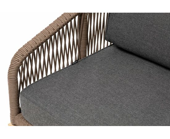 "Канны" диван 2-местный плетеный из роупа, основание дуб, роуп коричневый круглый, ткань темно-серая 027, изображение 7 | Интернет магазин мебели и декора LifeDekor