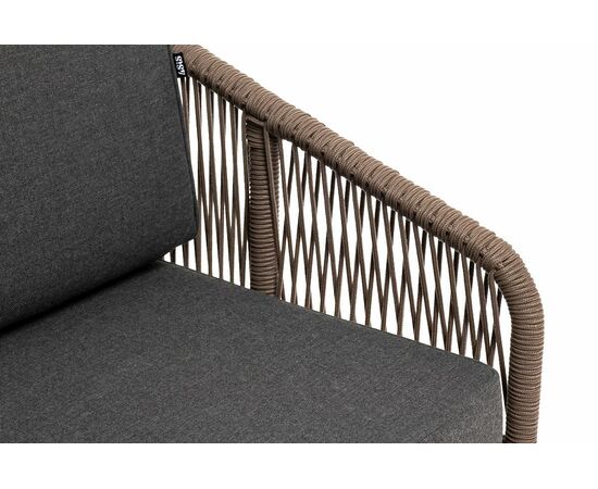 "Канны" диван 2-местный плетеный из роупа, основание дуб, роуп коричневый круглый, ткань темно-серая 027, изображение 8 | Интернет магазин мебели и декора LifeDekor