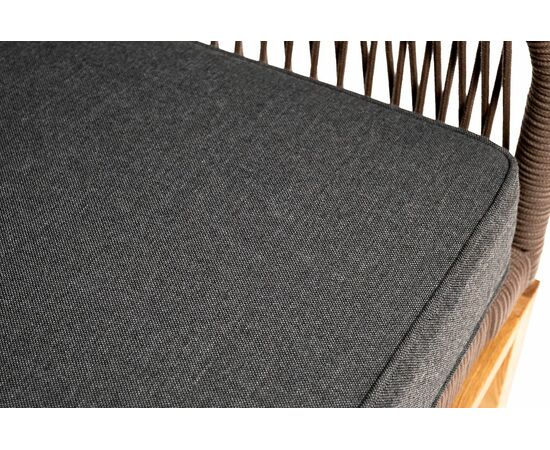 "Канны" диван 2-местный плетеный из роупа, основание дуб, роуп коричневый круглый, ткань темно-серая 027, изображение 9 | Интернет магазин мебели и декора LifeDekor