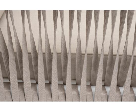 "Касабланка" кресло плетеное из роупа, каркас алюминий белый муар, роуп бежевый 20мм, ткань бежевая 052, изображение 6 | Интернет магазин мебели и декора LifeDekor