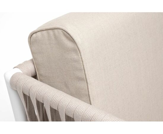 "Касабланка" кресло плетеное из роупа, каркас алюминий белый муар, роуп бежевый 20мм, ткань бежевая 052, изображение 7 | Интернет магазин мебели и декора LifeDekor