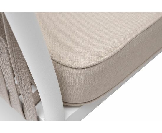 "Касабланка" кресло плетеное из роупа, каркас алюминий белый муар, роуп бежевый 20мм, ткань бежевая 052, изображение 8 | Интернет магазин мебели и декора LifeDekor