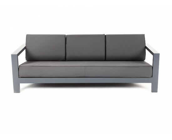 "Гранада" диван 3-местный, каркас алюминий темно-серый (RAL7024) шагрень, ткань темно-серая 027, изображение 2 | Интернет магазин мебели и декора LifeDekor