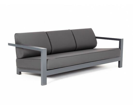 "Гранада" диван 3-местный, каркас алюминий темно-серый (RAL7024) шагрень, ткань темно-серая 027, изображение 3 | Интернет магазин мебели и декора LifeDekor