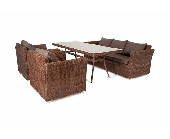 "Моккачино" обеденная группа из искусственного ротанга, цвет коричневый, изображение 2 | Интернет магазин мебели и декора LifeDekor