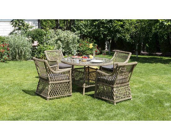 "Доппио" обеденная группа плетеная, цвет соломенный | Интернет магазин мебели и декора LifeDekor