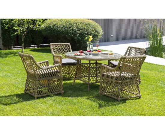 "Доппио" обеденная группа плетеная, цвет соломенный, изображение 2 | Интернет магазин мебели и декора LifeDekor